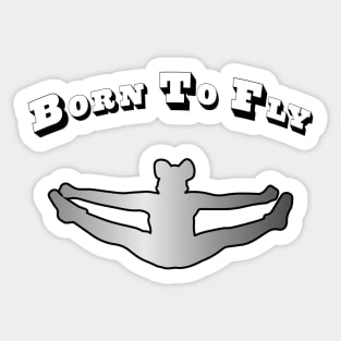 Cheerleader Born to Fly Silhouette in Silver Sticker